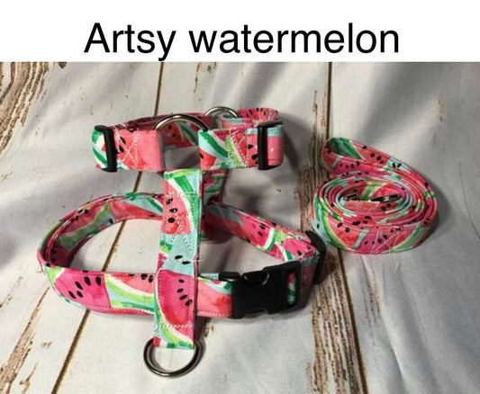 Dog harness, Harness and leash set, step in harness, standard harness, dog harness girl, dog halter, watermelons, watermelon dog harness