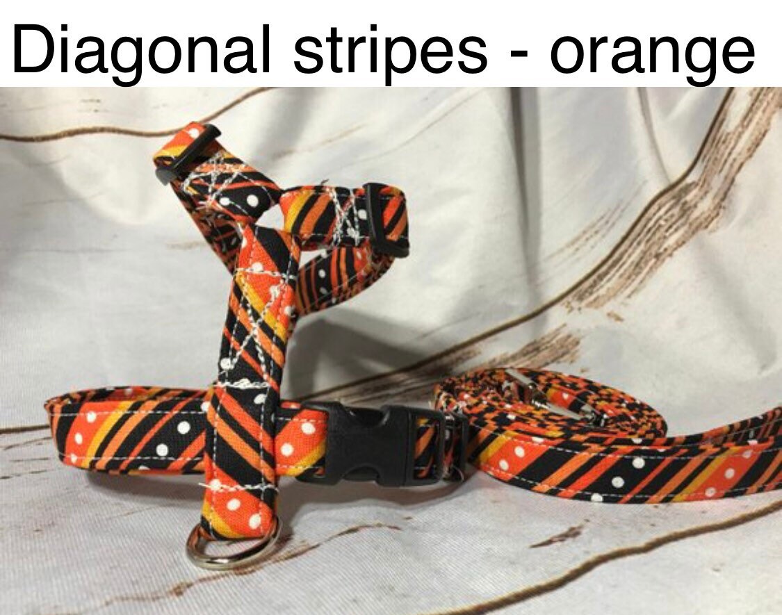 Dog harness, Harness and leash, step in harness, standard harness, dog harness set, striped dog harness, leash, orange and black, stripes