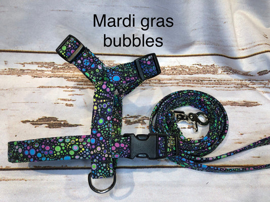 Dog harness, Harness and leash, step in harness, adjustable dog harness, dog halter, dog harness set, leash, roman dog harness, mardi gras