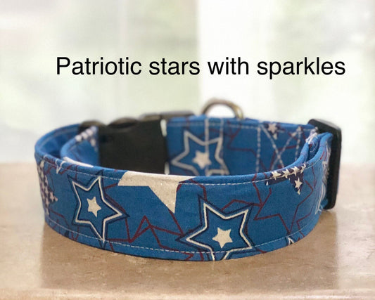 Dog Collar, Girl dog collar, boy dog collar, patriotic collar, adjustable collar, nylon collar, buckle dog collar, patriotic collar, stars