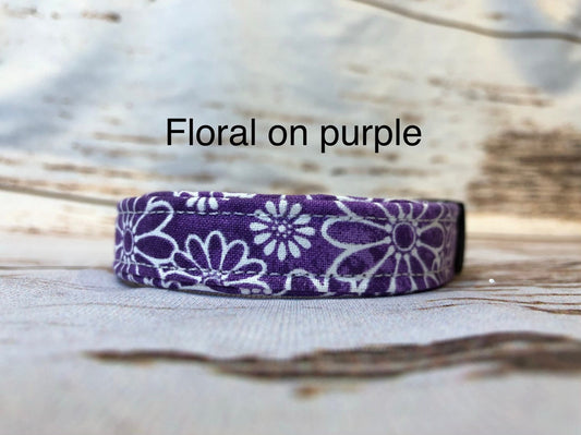 Purple flower dog collar, purple flowers, floral, dog collar girl, purple, adjustable, washable, floral dog collar, female, purple and white