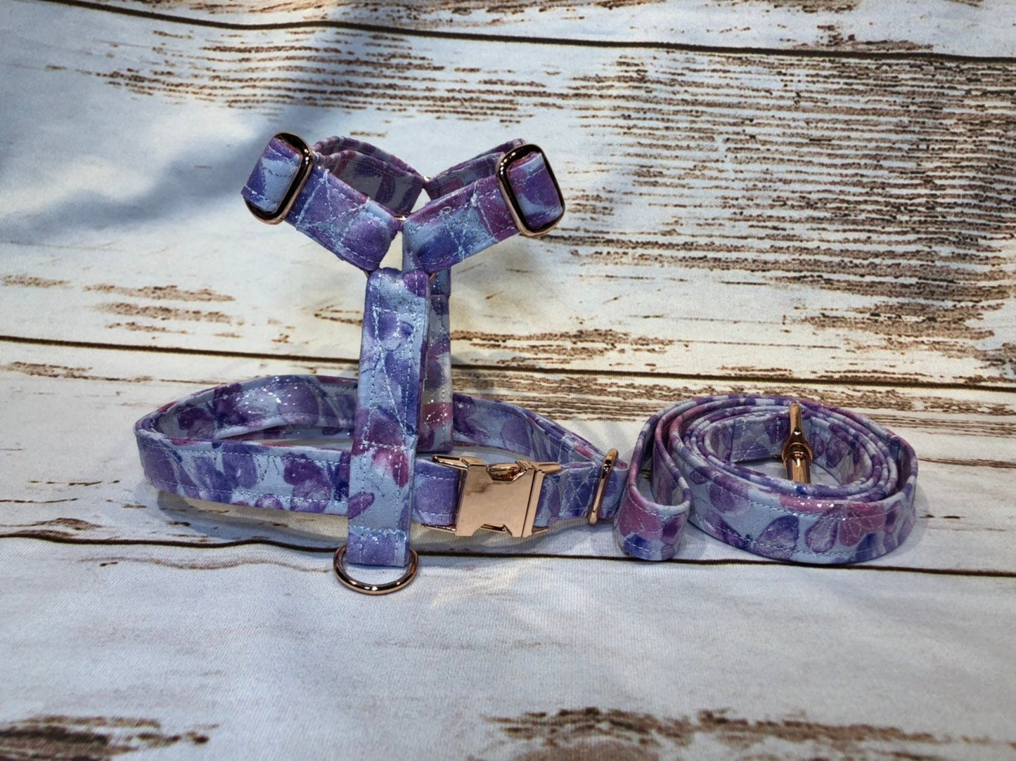 Dog harness, Harness and leash, step in harness, standard harness, dog harness set, rose gold, rose gold hardware, watercolor butterflies