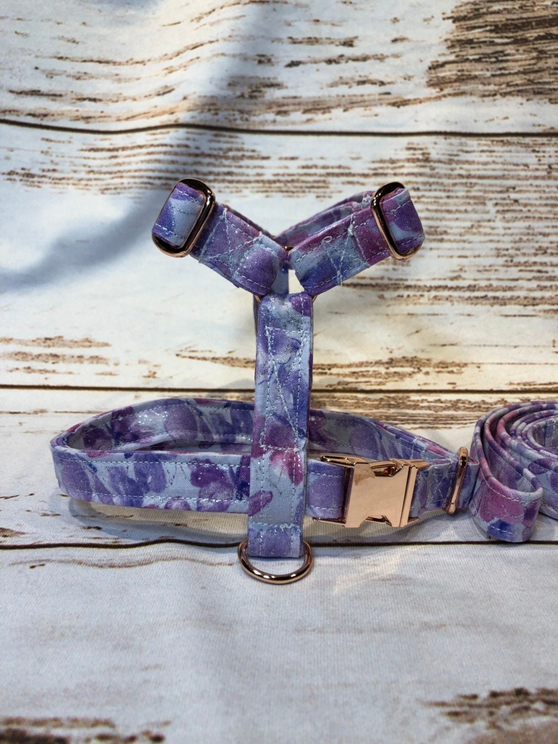 Dog harness, Harness and leash, step in harness, standard harness, dog harness set, rose gold, rose gold hardware, watercolor butterflies