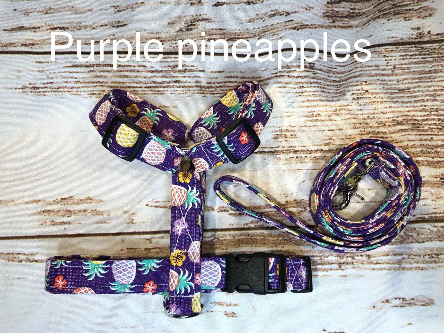 Dog harness, Harness and leash, step in harness, standard harness, adjustable harness, pineapple dog harness, pineapple harness, purple