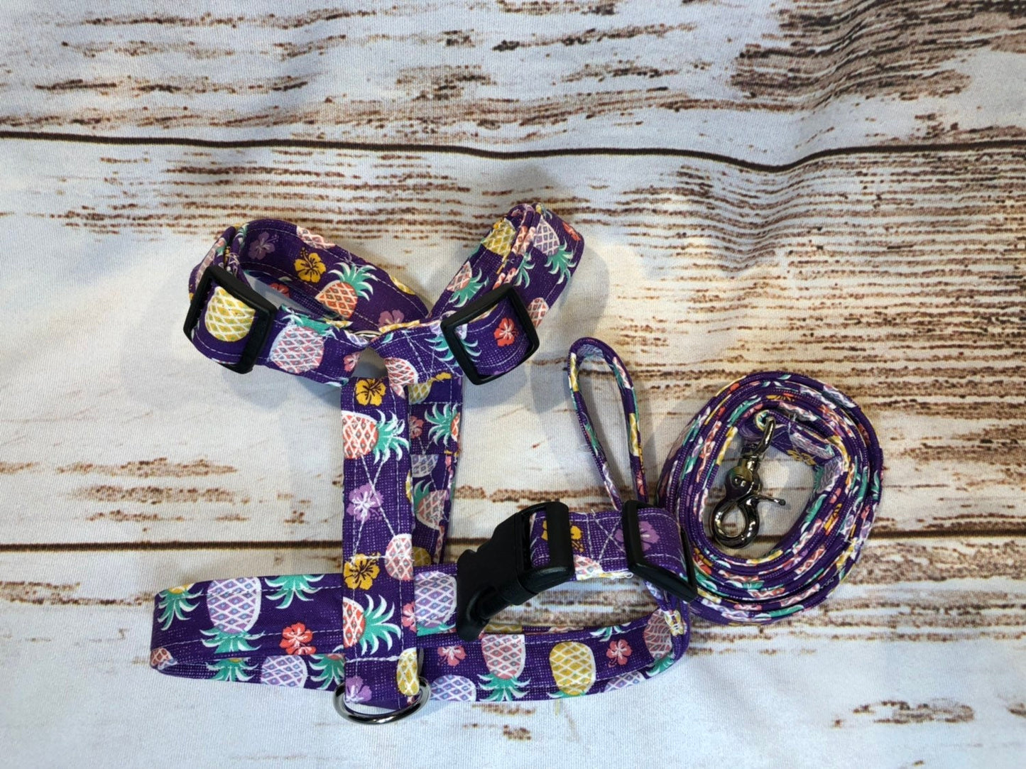 Dog harness, Harness and leash, step in harness, standard harness, adjustable harness, pineapple dog harness, pineapple harness, purple