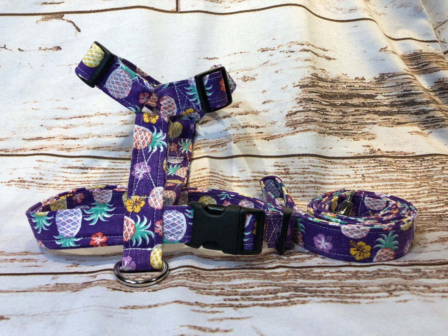 Dog harness, Harness and leash, step in harness, standard harness, adjustable harness, pineapple dog harness, pineapple harness, purple