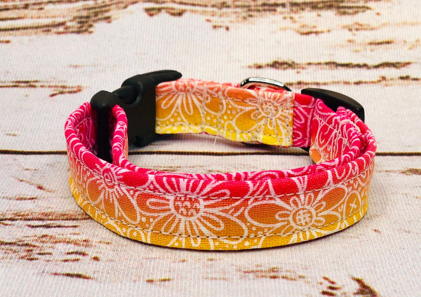 Butterfly and flowers dog collar, rainbow dog collar, side release collar, adjustable collar, washable, eco friendly, girl dog collar