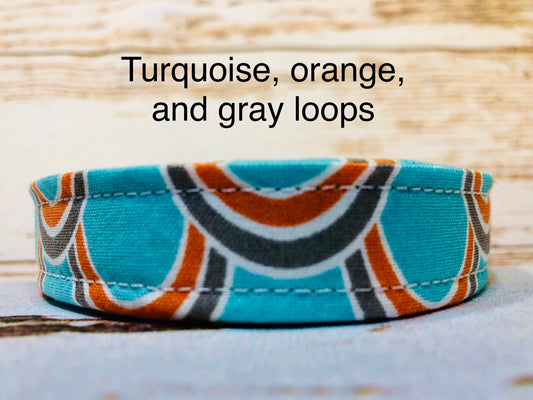 Dog Collar, dog collar girl, turquoise and orange dog collar, nylon dog collar, adjustable collar, buckle dog collar, adjustable, turquoise, orange, gray