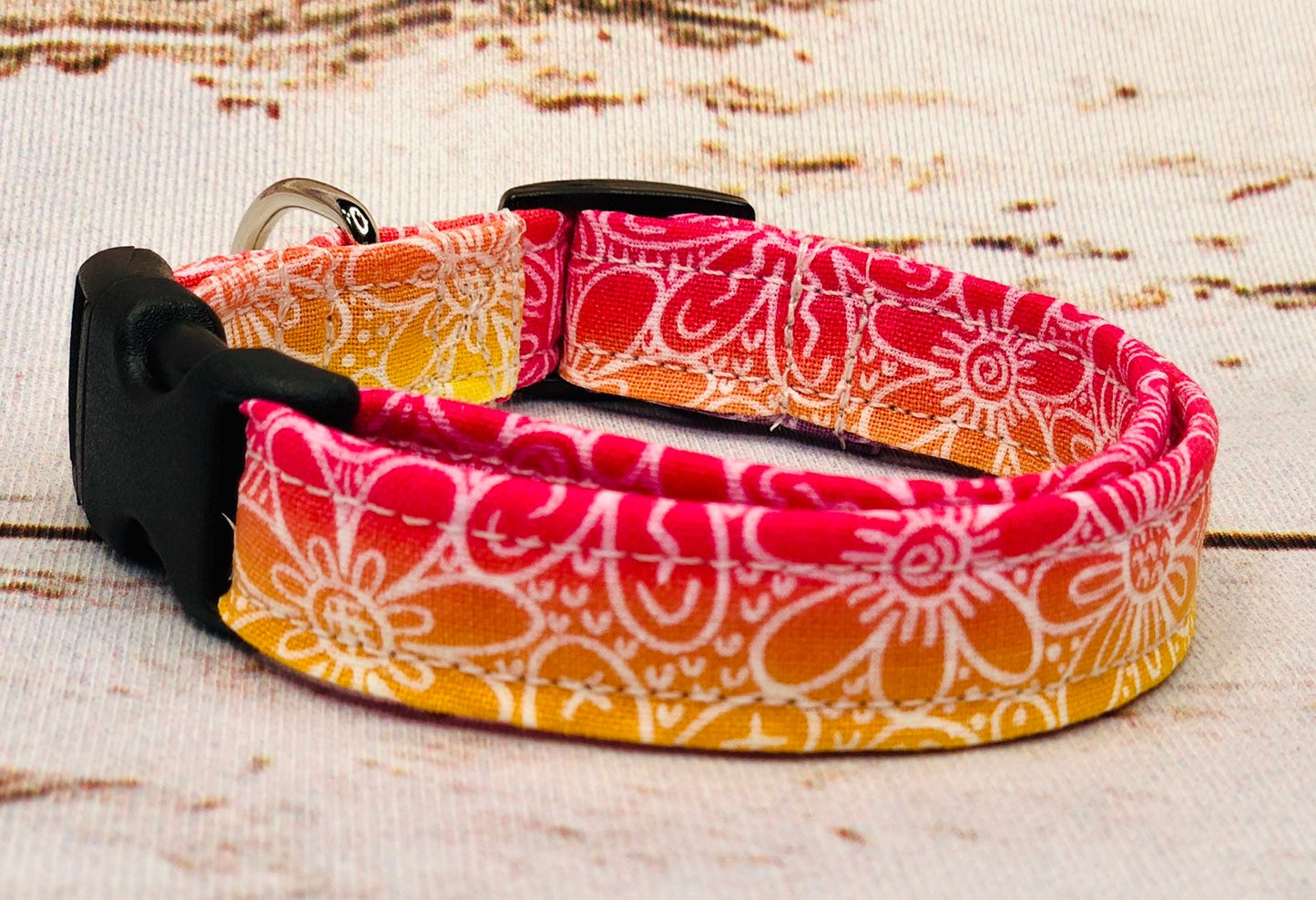 Butterfly and flowers dog collar, rainbow dog collar, side release collar, adjustable collar, washable, eco friendly, girl dog collar