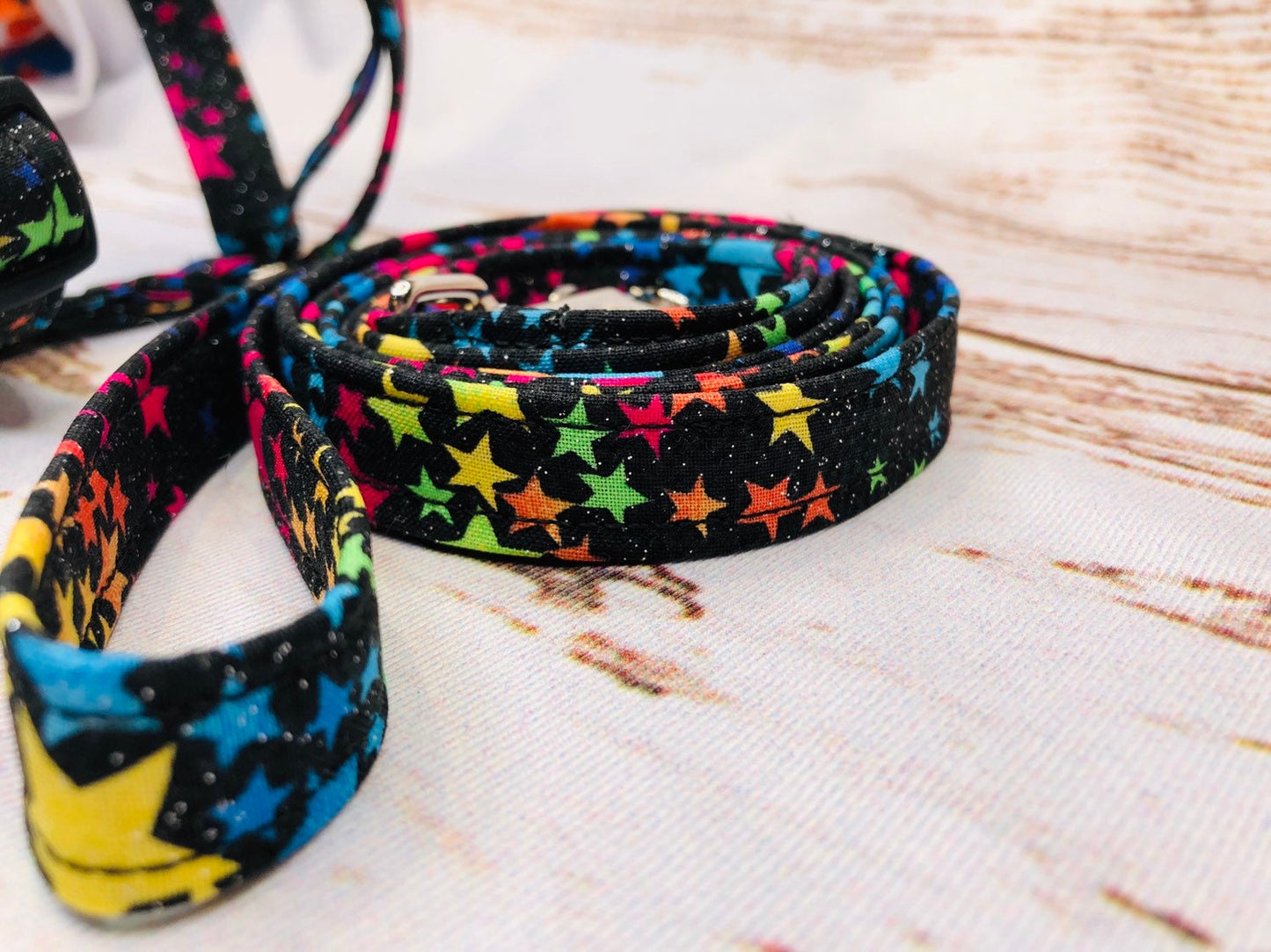 Dog harness, Harness and leash, step in harness, standard harness, dog halter, dog harness set, dog halter, female, neon stars, sparkles