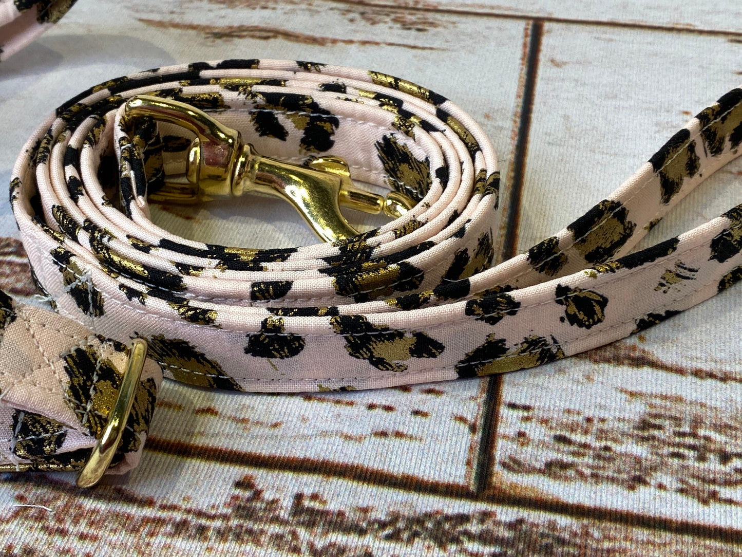 Dog harness, Harness and leash, step in harness, standard harness, dog harness set, brass hardware, pink leopard, adjustable dog harness