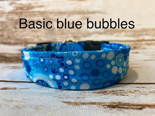 Dog Collar, dog collar girl, dog collar boy, bubble dog collar, adjustable collar, buckle dog collar, bubbles, basic blue, blue dog collar
