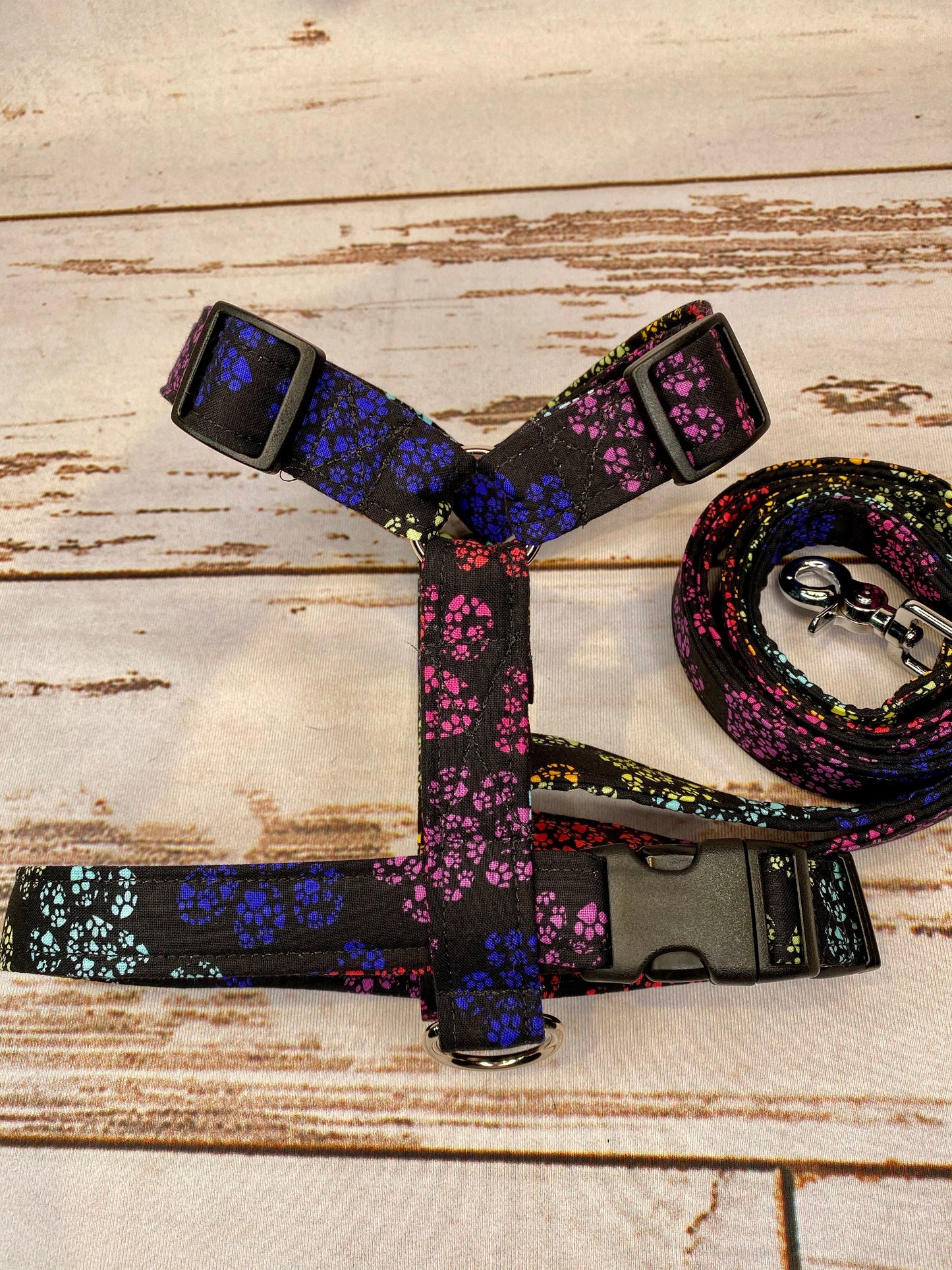 Dog harness, Harness and leash, step in harness, standard harness, dog harness set, adjustable harness, paw print harness, paw print