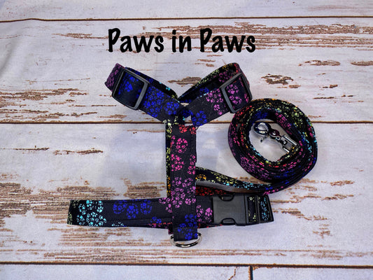 Dog harness, Harness and leash, step in harness, standard harness, dog harness set, adjustable harness, paw print harness, paw print