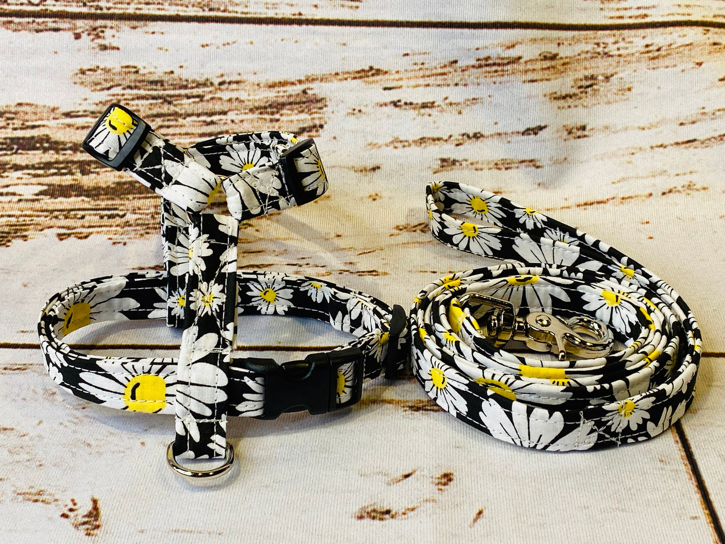 Dog harness, dog harness and leash set, step in harness, standard harness, matching leash, adjustable harness, daisy dog harness