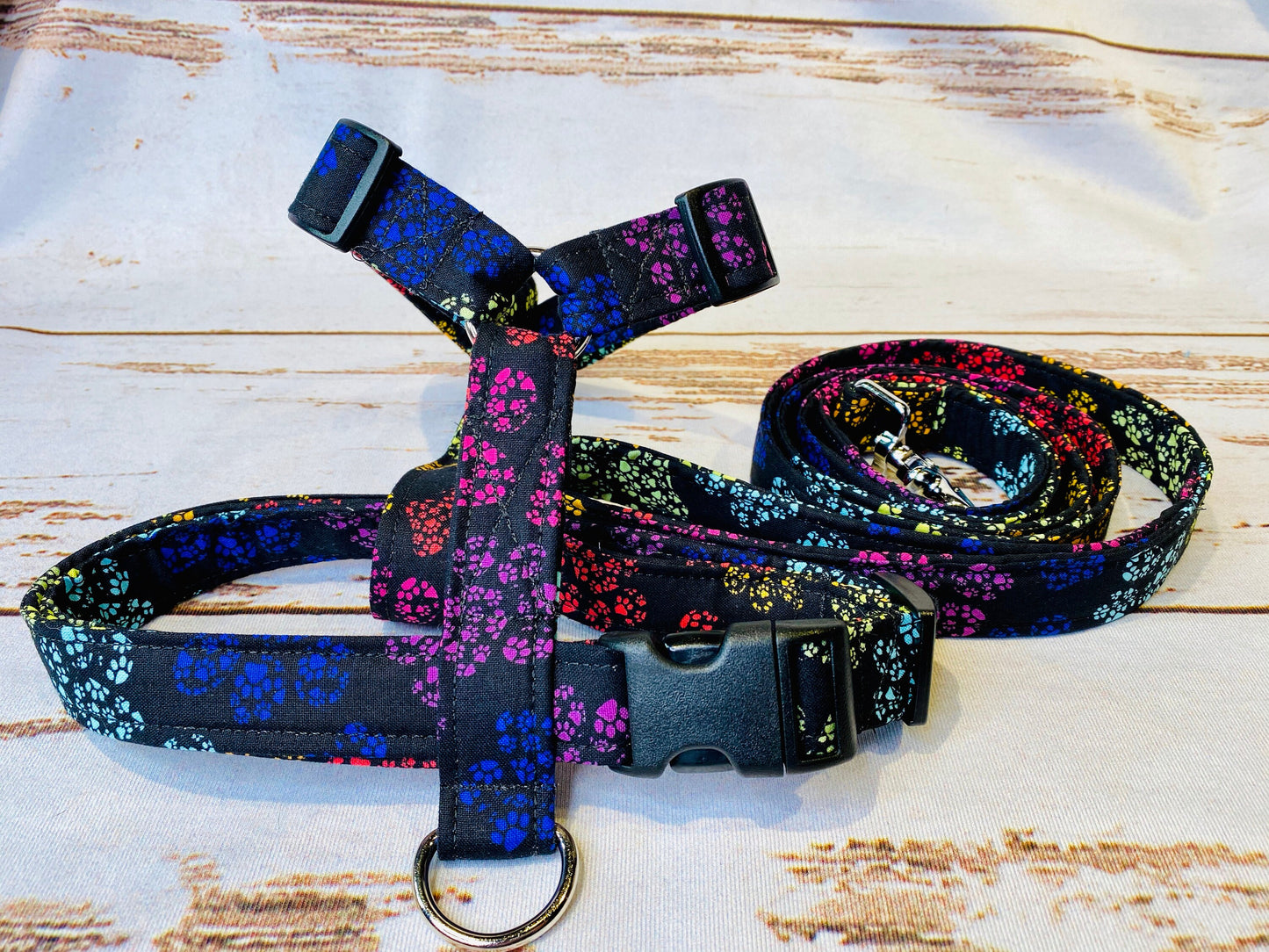 Dog harness, Harness and leash, step in harness, standard harness, dog harness set, adjustable harness, paw print harness, paw print