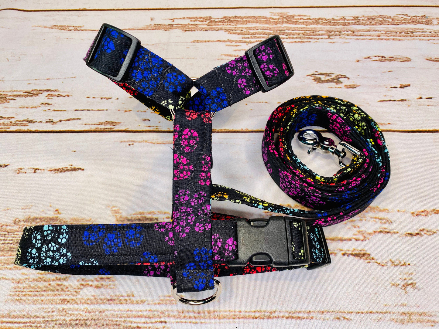 Dog harness, Harness and leash, step in harness, standard harness, dog harness set, adjustable harness, paw print harness, paw print