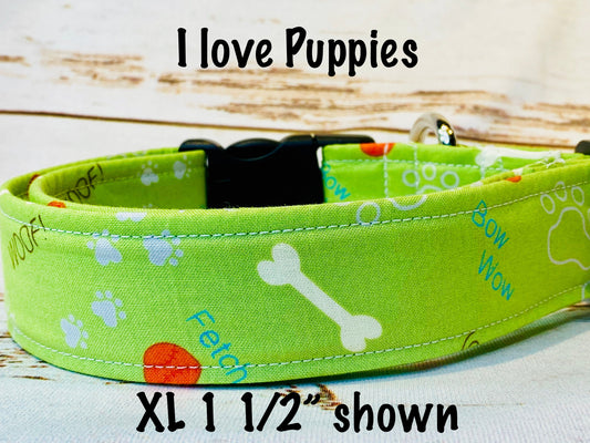 Green dog collar, boy dog collar, side release collar, adjustable dog collar, fabric dog collar, washable collar, green, boy, eco friendly