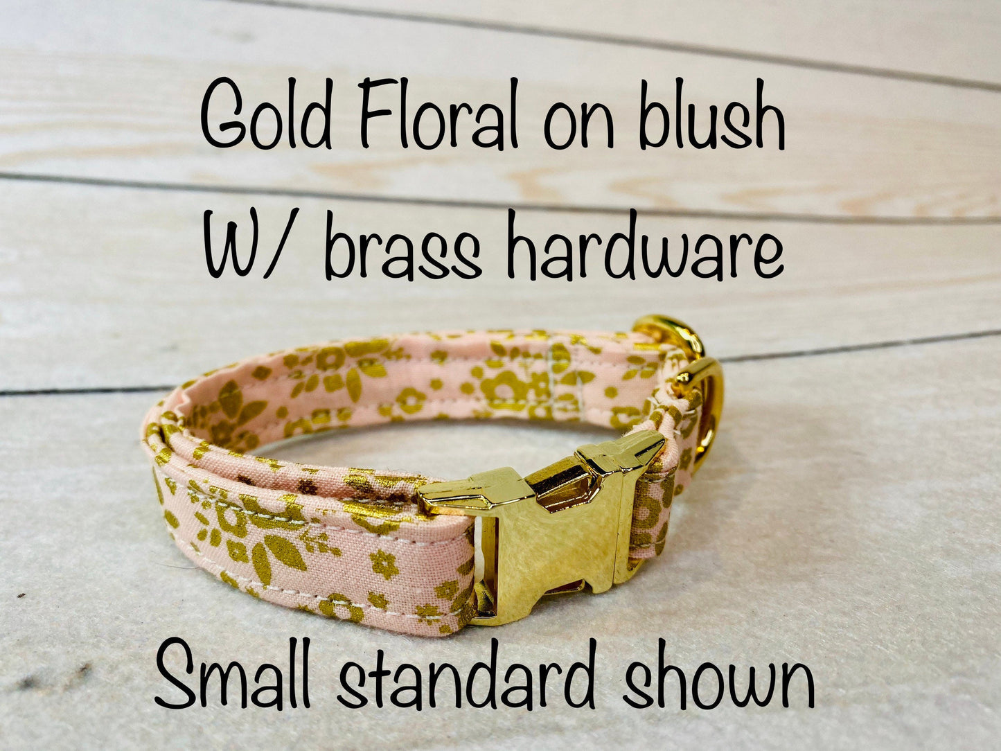 Blush floral dog collar, brass dog collar, side release collar, adjustable collar, brass hardware, blush pink, washable, girl dog collar