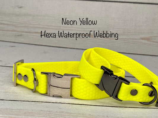 Waterproof dog collar, dog collar Neon yellow, dog collar, buckle dog collar, waterproof dog collar, Adjustable PVC Dog Collar, Hexa