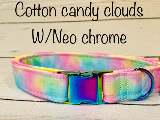 Dog Collar, adjustable dog collar, cotton candy dog collar, metal buckle, neo chrome, buckle dog collar, dog collar girl, pastel dog collar