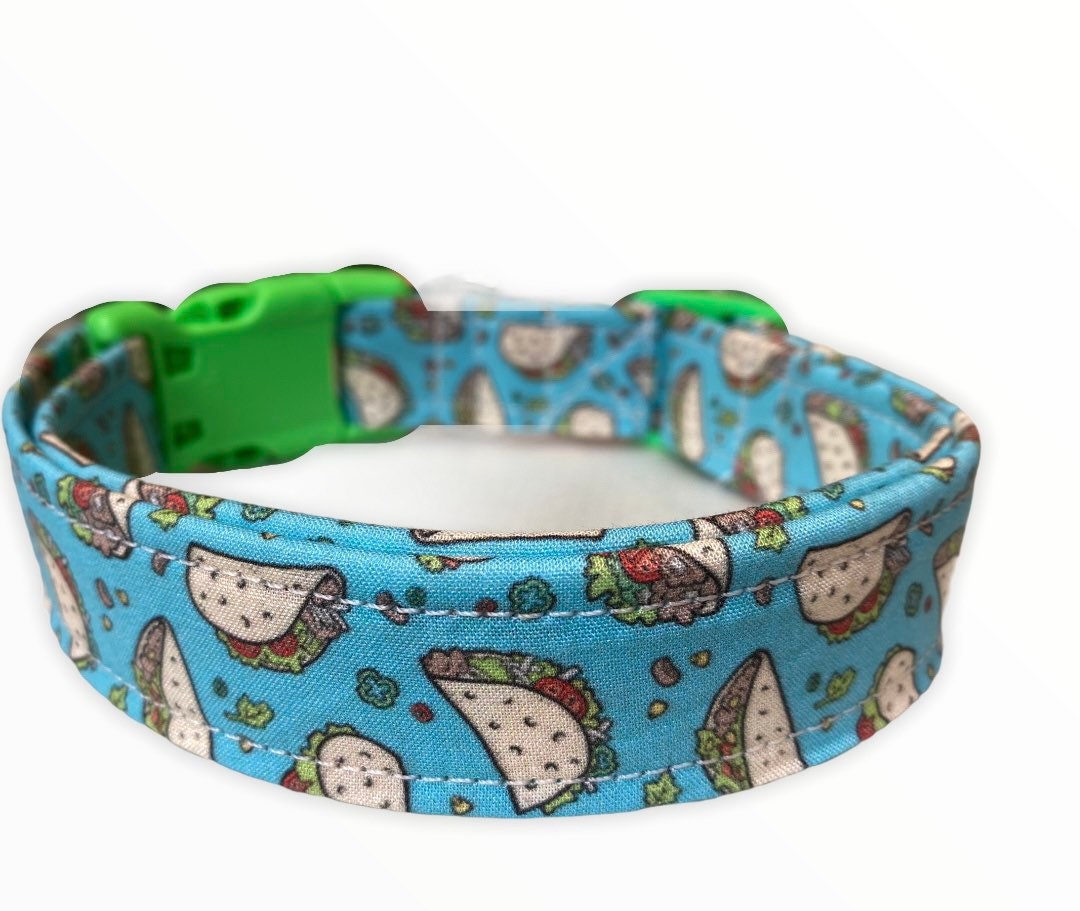 Dog collar, taco dog collar, food dog collar, fabric dog collar, adjustable, nylon dog collar, unisex, tacos, taco lover