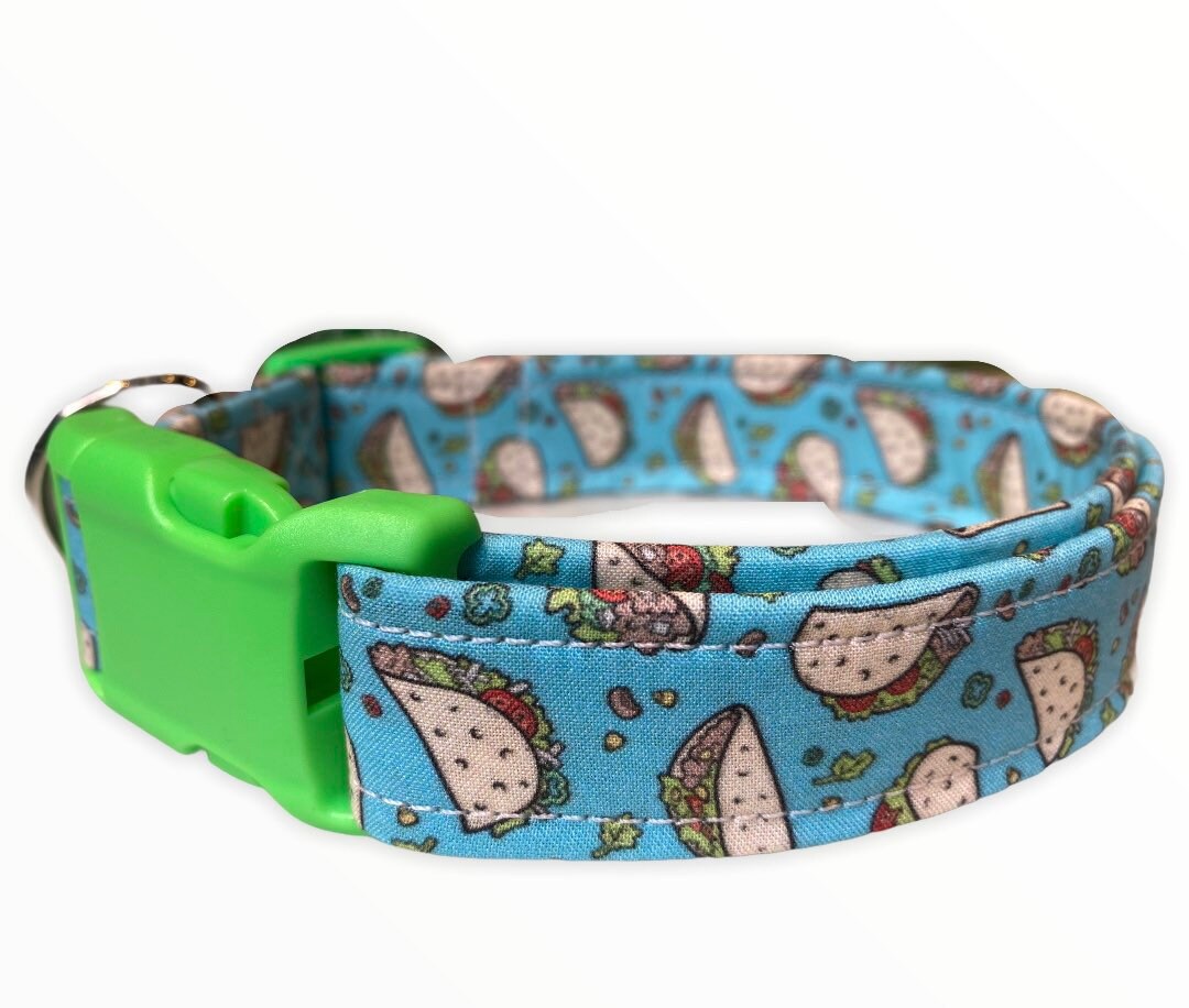 Dog collar, taco dog collar, food dog collar, fabric dog collar, adjustable, nylon dog collar, unisex, tacos, taco lover