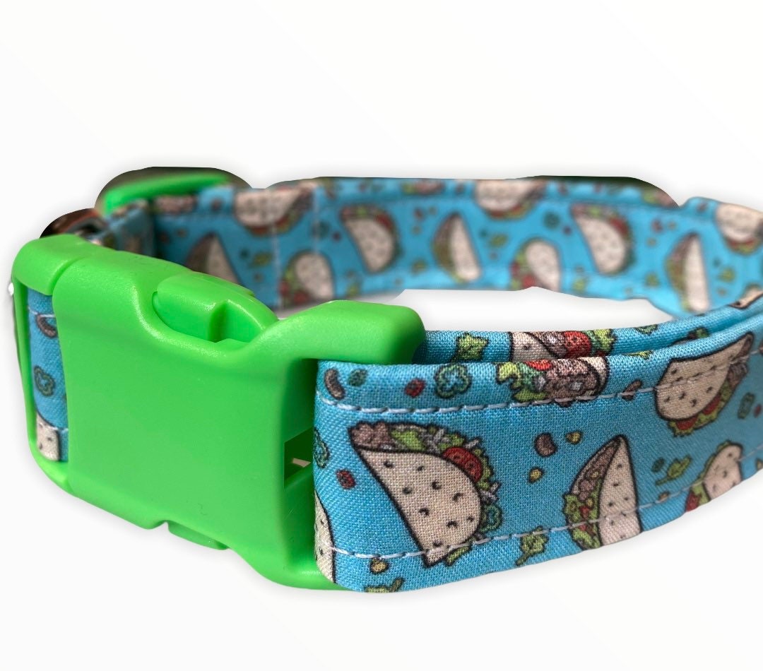 Dog collar, taco dog collar, food dog collar, fabric dog collar, adjustable, nylon dog collar, unisex, tacos, taco lover