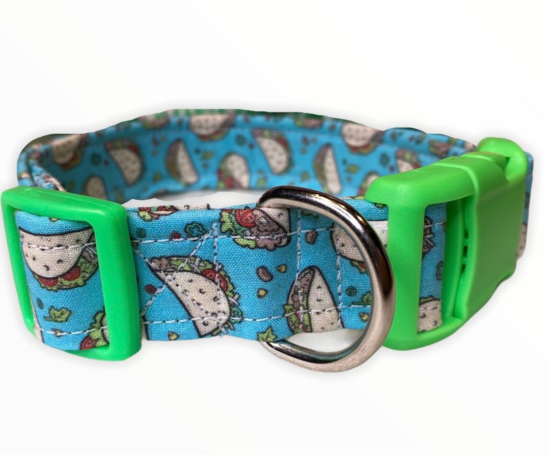 Dog collar, taco dog collar, food dog collar, fabric dog collar, adjustable, nylon dog collar, unisex, tacos, taco lover