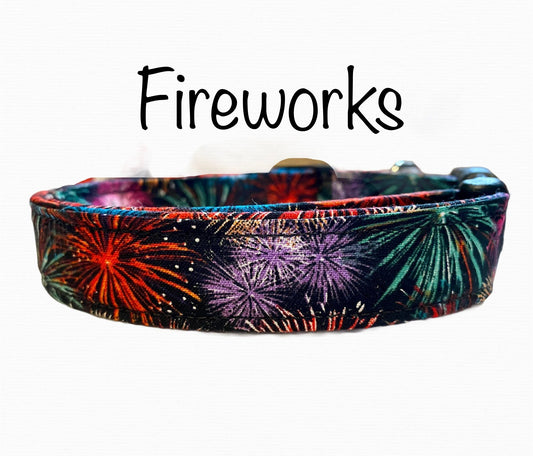 Fireworks Dog Collar, dog collar girl, dog collar boy, fabric collar, adjustable collar, dog collar, nylon collar, fireworks, july, fourth