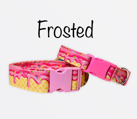 Dog collar, pink dog collar, sprinkles dog collar, fabric dog collar, adjustable, nylon dog collar, girl dog collar, pink frosted