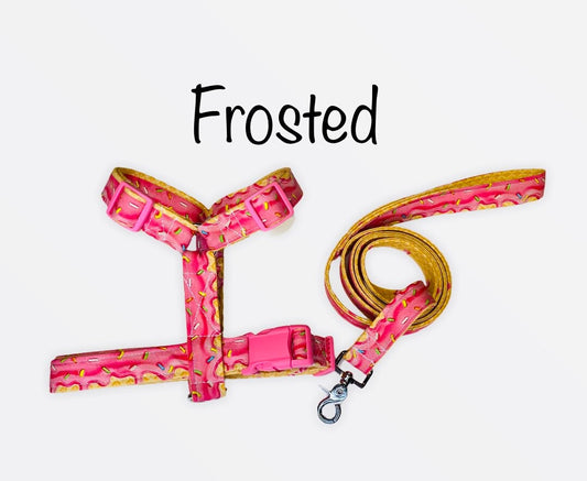 Dog harness, dog Harness and leash set, step in harness, standard harness, dog halter, dog harness set, dog halter, frosted, sprinkles, pink