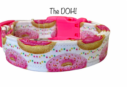 Donut dog collar, wide dog collar, donut lover, dog collar, fabric dog collar, thick dog collar, donuts, side release dog collar, adjustable