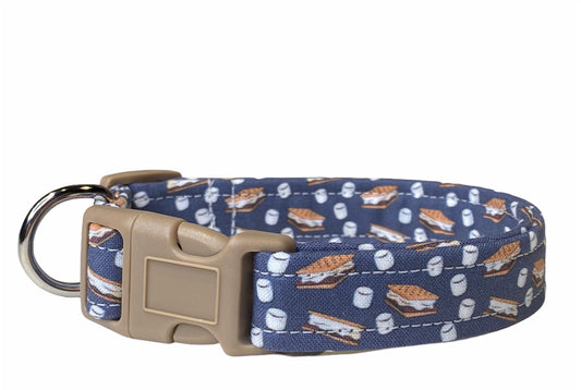 Dog collar, s’mores dog collar, funny dog collar, fabric dog collar, smores print dog collar, unisex, custom dog collar, food dog collar