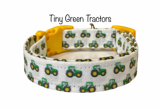 Dog collar, tractor dog collar, tiny green tractor, tractor collar, eco friendly collar, cat collar, tiny tractor, green tractor, tractor