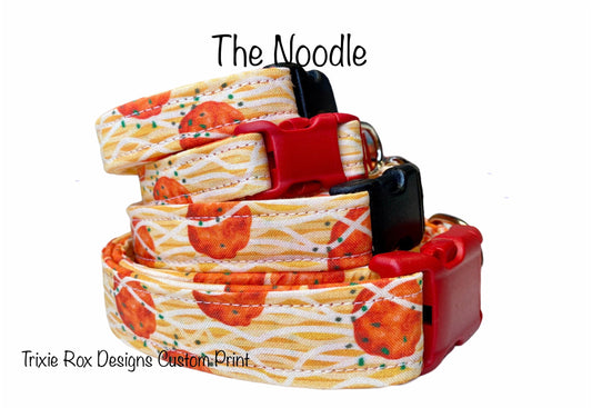 Dog collar, noodle dog collar, pasta dog collar, fabric dog collar, adjustable, funny dog collar, spaghetti dog collar, noodles, cat collar