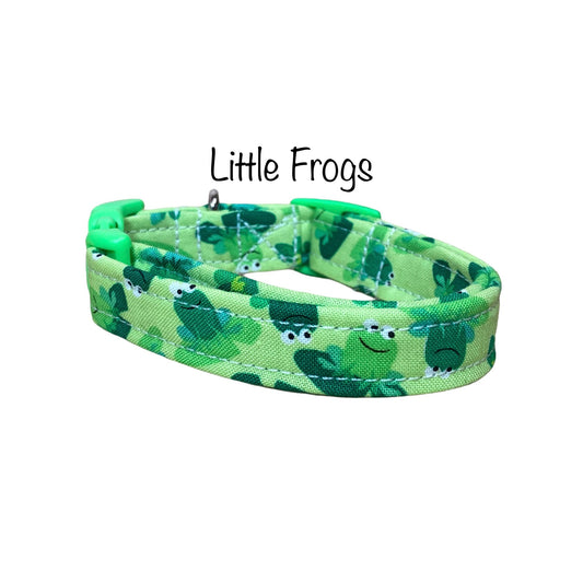 Frog Dog Collar, girl dog collar, boy dog collar, side release collar, green frogs, nylon dog collar, dog collar, Frog, washable, adjustable