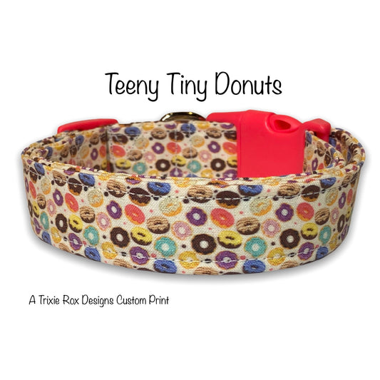 Donut dog collar, funny dog collar, food dog collar, donuts, cat collar, adjustable, washable, eco friendly, donut lover, tiny donuts