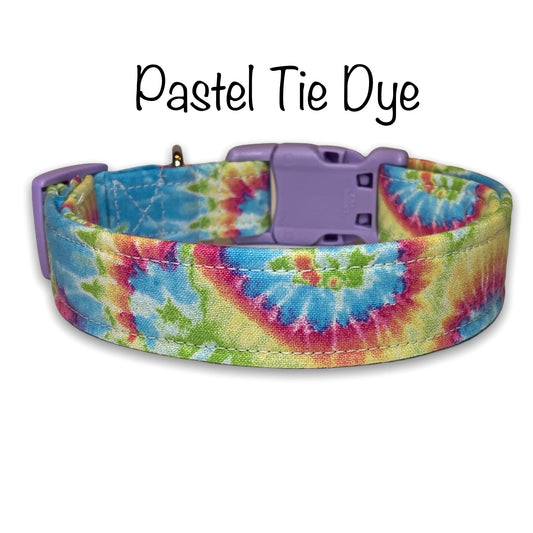 Pastel tie dye dog collar, dog collar, cat collar, tie dye, hippy dog collar, pink, purple, yellow, blue, adjustable, washable, eco friendly