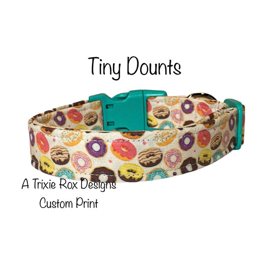 Donut dog collar, funny dog collar, food dog collar, donuts, cat collar, adjustable, washable, eco friendly, donut lover, tiny donuts