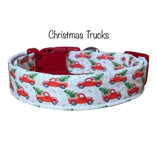 Red Christmas truck Dog Collar, adjustable dog collar, side release dog collar, holiday dog collar, Christmas dog collar, Christmas collar