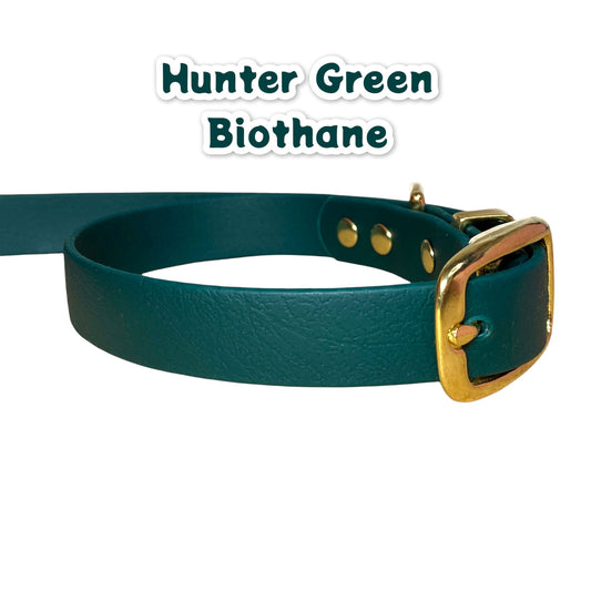 Hunter Green Biothane dog collar, waterproof dog collar, green waterproof dog collar, buckle dog collar, stink proof, vegan leather collar