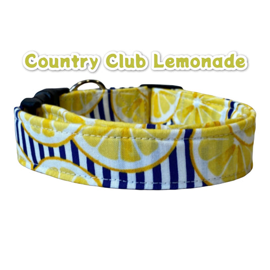 Lemon dog collar, summer dog collar, dog collar boy, striped dog collar, dog collar girl, adjustable collar, side release, washable collar