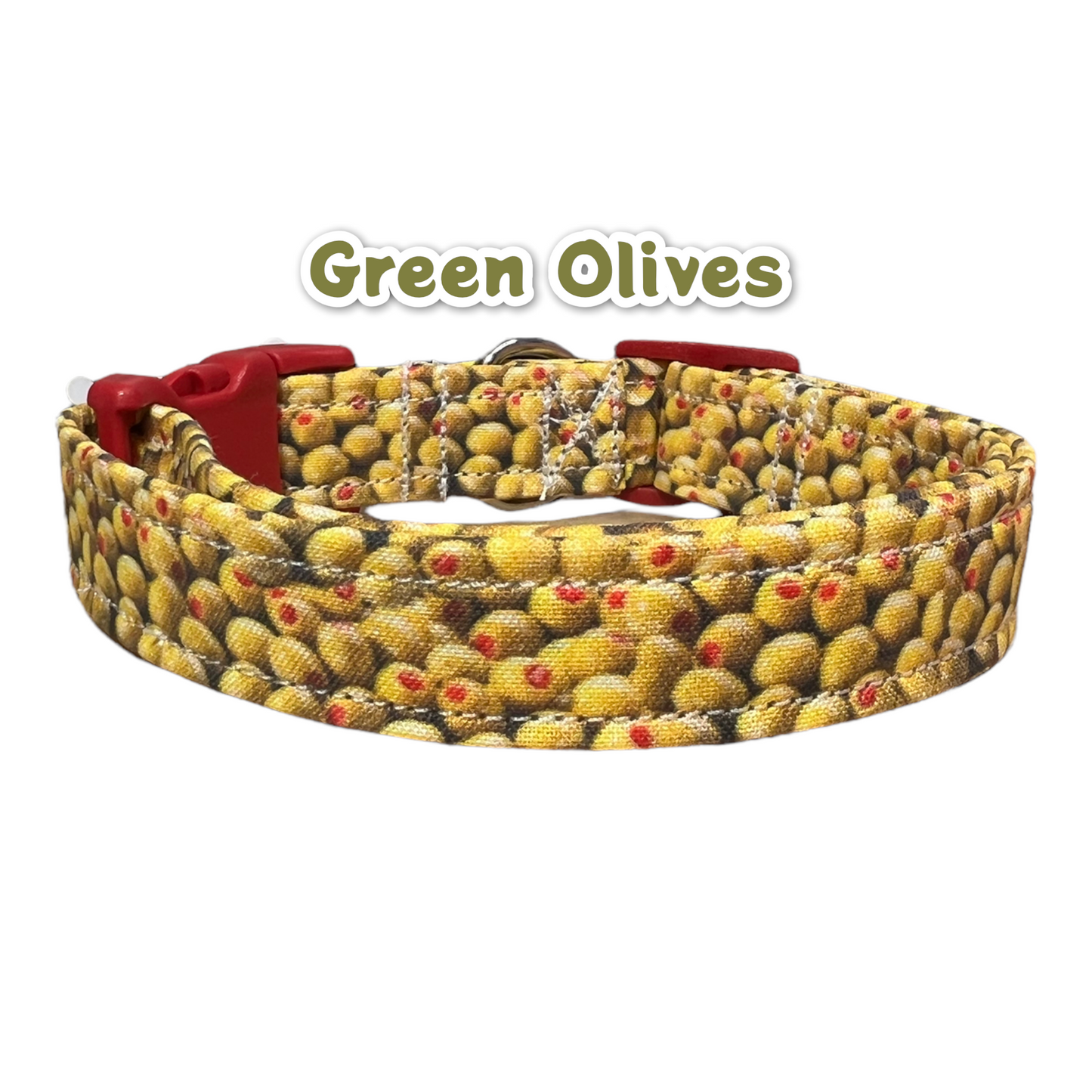 Green Olive Dog Collar or Cat Collar, Side release adjustable